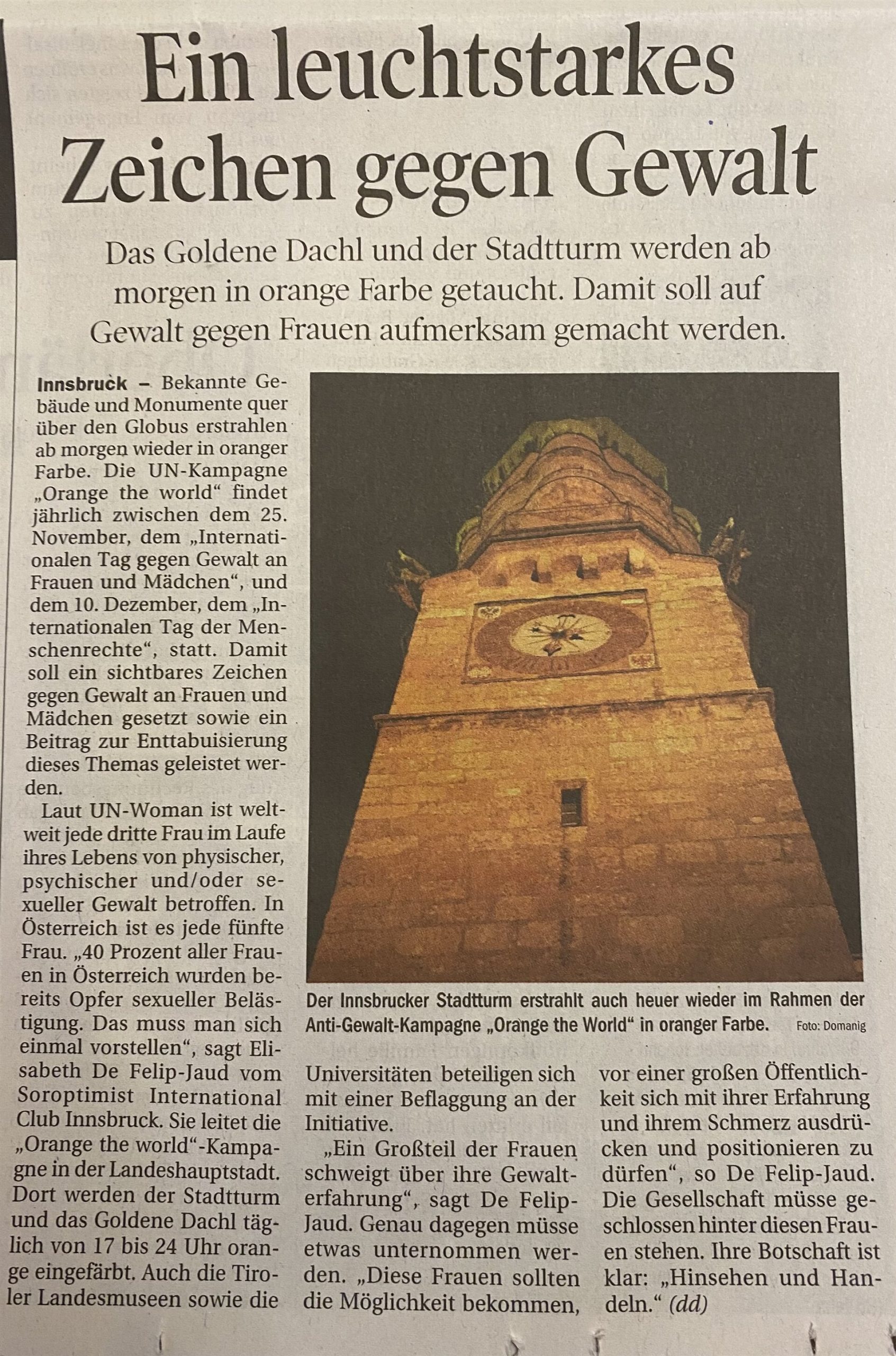 ‚Ein leuchtstarkes Zeichen gegen Gewalt!